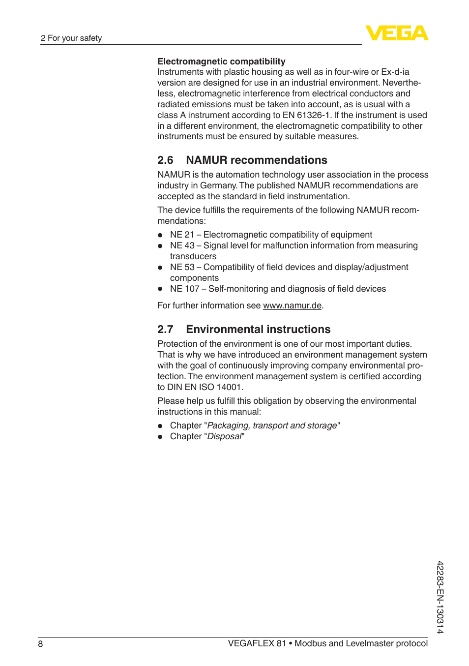VEGA VEGAFLEX 81 Modbus and Levelmaster protocol Coax probe User Manual | Page 8 / 96