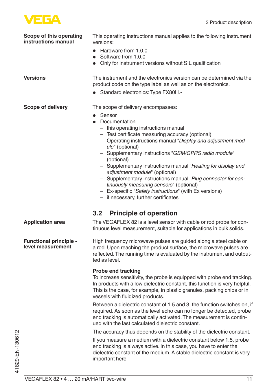 2 principle of operation | VEGA VEGAFLEX 82 4 … 20 mA_HART two-wire User Manual | Page 11 / 96