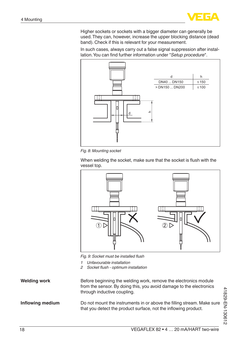 VEGA VEGAFLEX 82 4 … 20 mA_HART two-wire User Manual | Page 18 / 96