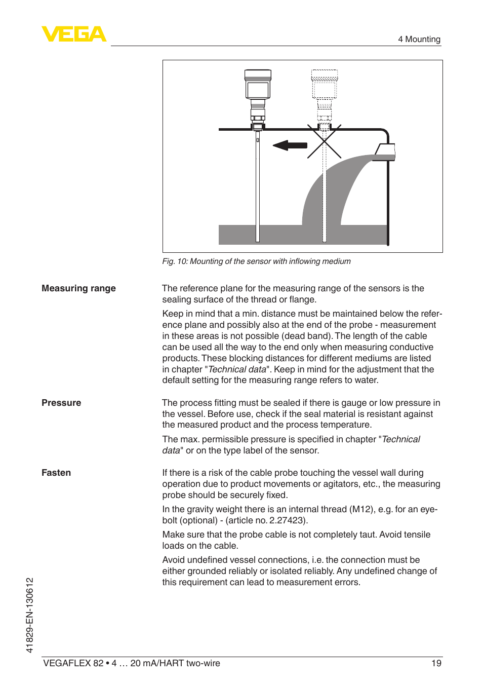 VEGA VEGAFLEX 82 4 … 20 mA_HART two-wire User Manual | Page 19 / 96