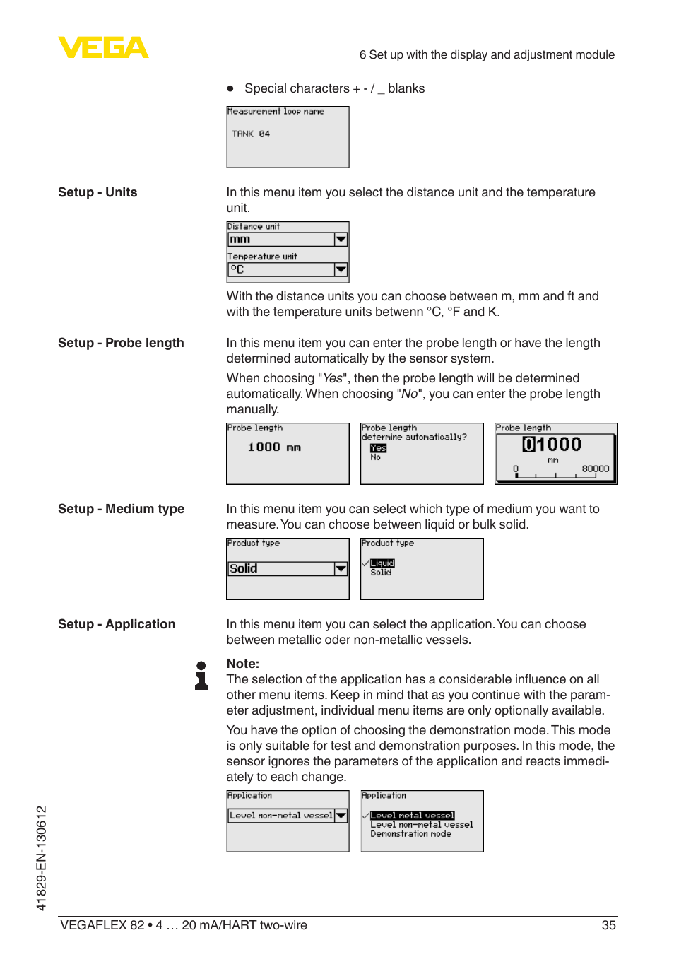 VEGA VEGAFLEX 82 4 … 20 mA_HART two-wire User Manual | Page 35 / 96