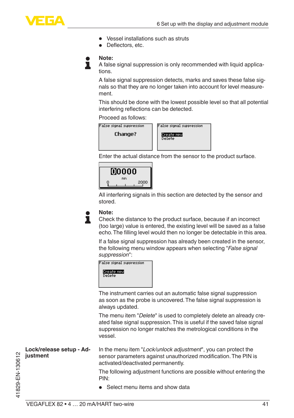 VEGA VEGAFLEX 82 4 … 20 mA_HART two-wire User Manual | Page 41 / 96