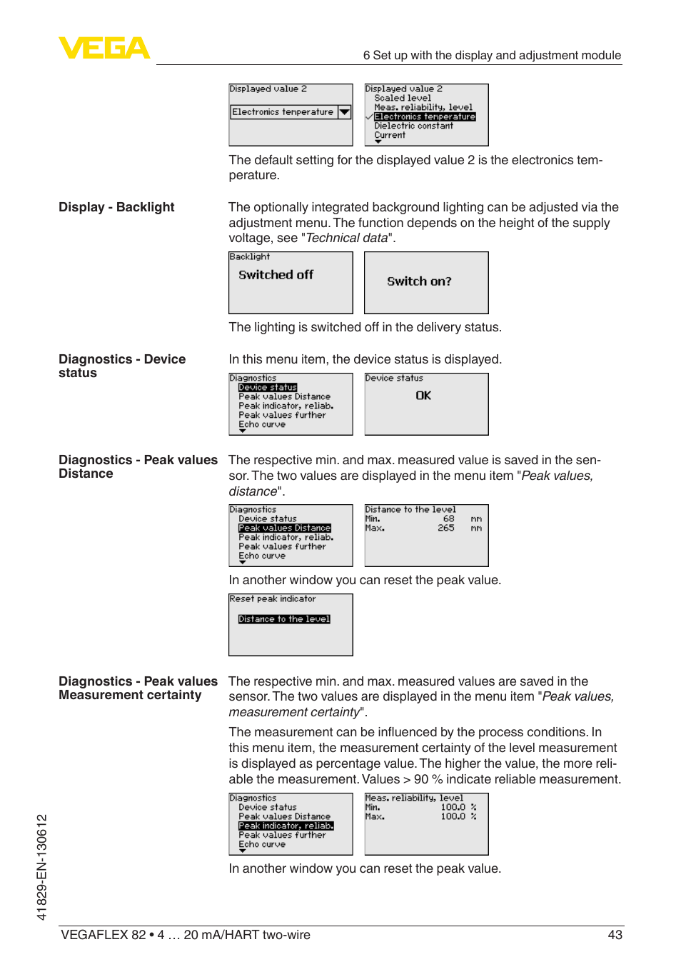 VEGA VEGAFLEX 82 4 … 20 mA_HART two-wire User Manual | Page 43 / 96