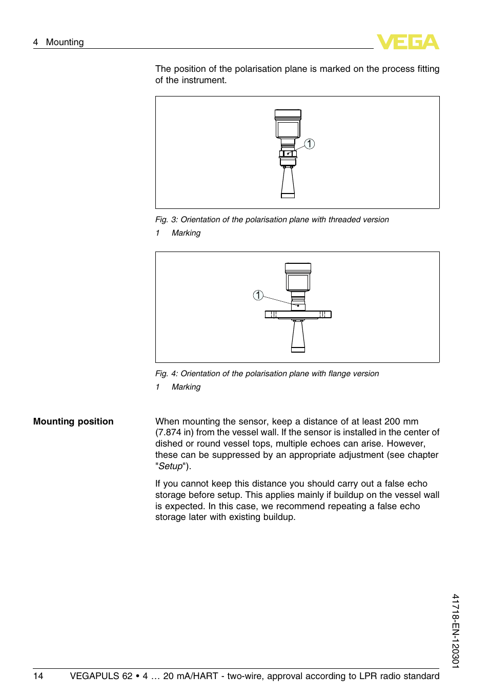 VEGA VEGAPULS 62 (≥ 2.0.0 - ≥ 4.0.0) 4 … 20 mA_HART - two-wire, approval according to LPR radio standard User Manual | Page 14 / 88