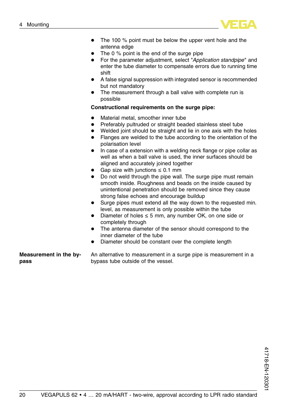 VEGA VEGAPULS 62 (≥ 2.0.0 - ≥ 4.0.0) 4 … 20 mA_HART - two-wire, approval according to LPR radio standard User Manual | Page 20 / 88