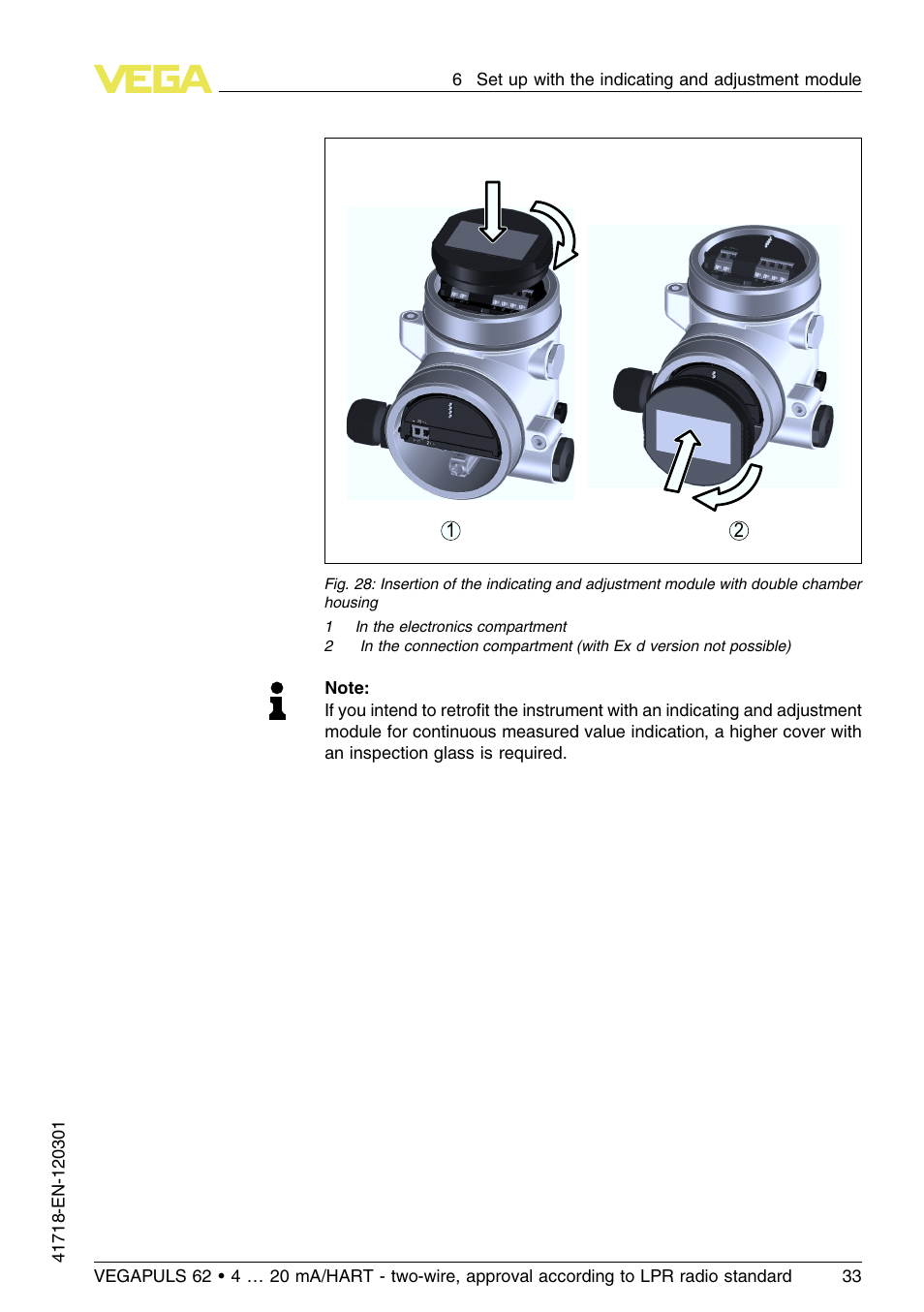 VEGA VEGAPULS 62 (≥ 2.0.0 - ≥ 4.0.0) 4 … 20 mA_HART - two-wire, approval according to LPR radio standard User Manual | Page 33 / 88