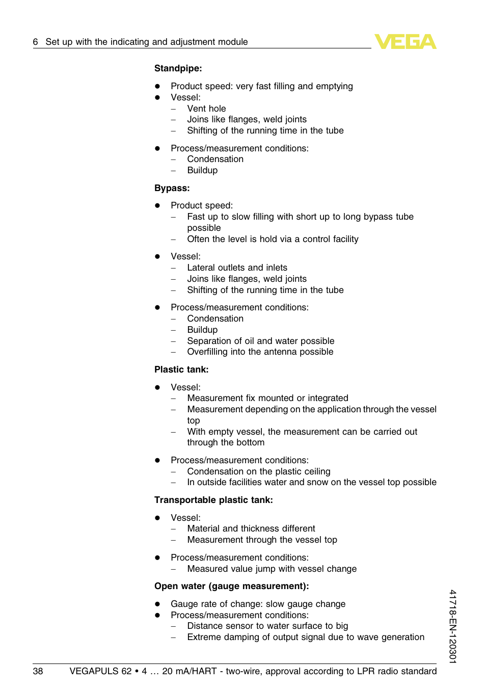 VEGA VEGAPULS 62 (≥ 2.0.0 - ≥ 4.0.0) 4 … 20 mA_HART - two-wire, approval according to LPR radio standard User Manual | Page 38 / 88