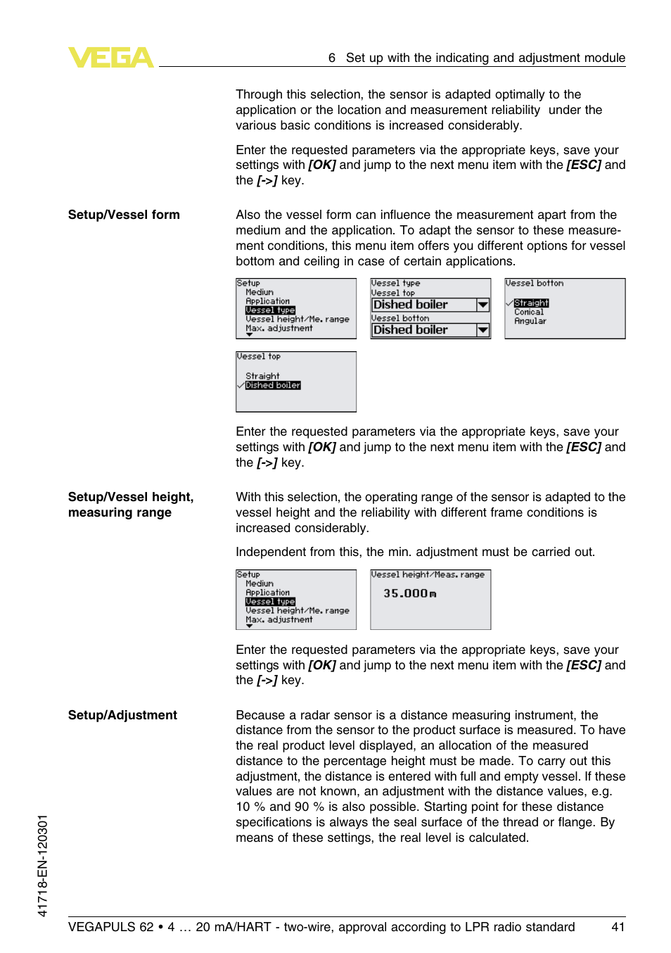 VEGA VEGAPULS 62 (≥ 2.0.0 - ≥ 4.0.0) 4 … 20 mA_HART - two-wire, approval according to LPR radio standard User Manual | Page 41 / 88