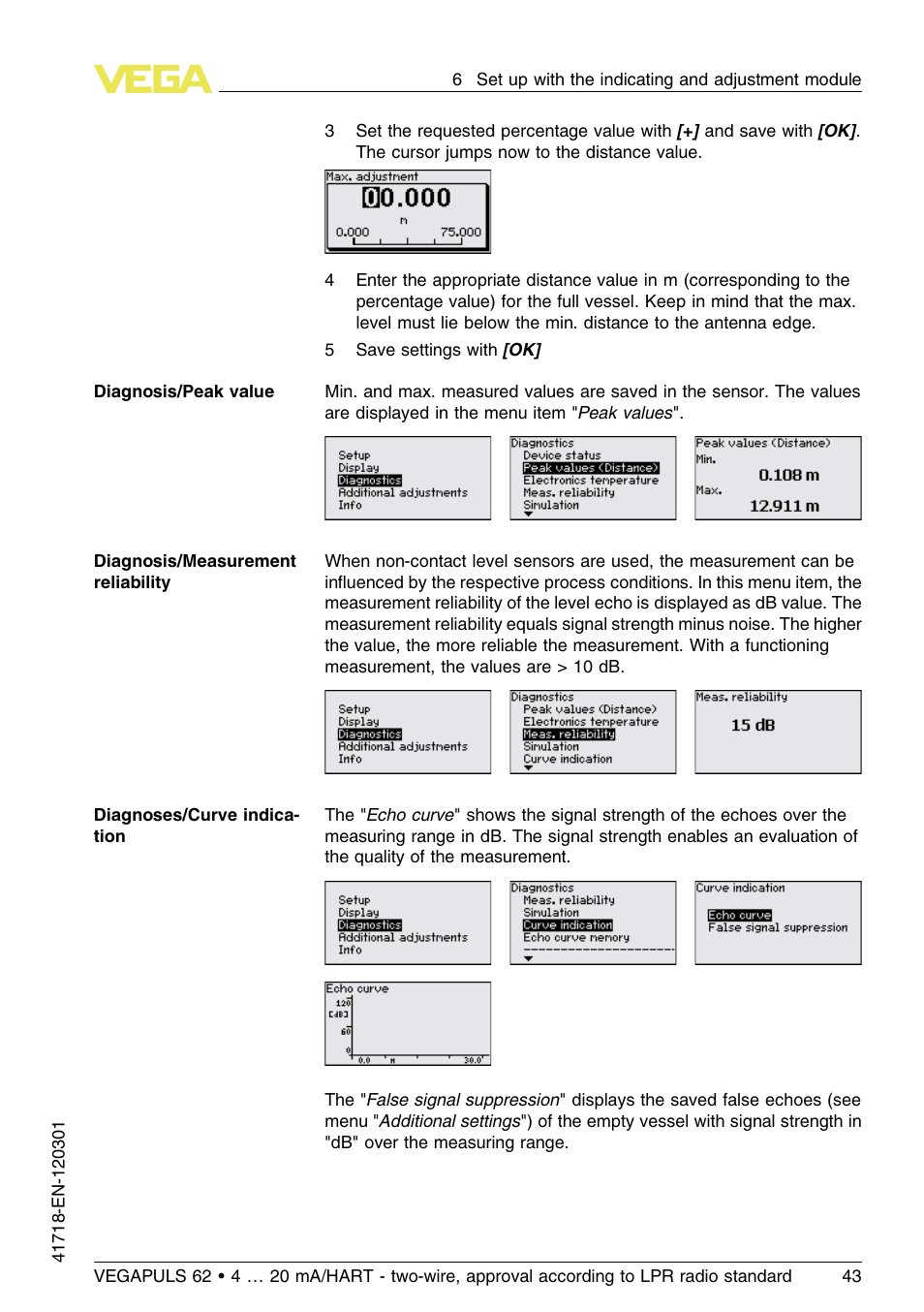 VEGA VEGAPULS 62 (≥ 2.0.0 - ≥ 4.0.0) 4 … 20 mA_HART - two-wire, approval according to LPR radio standard User Manual | Page 43 / 88