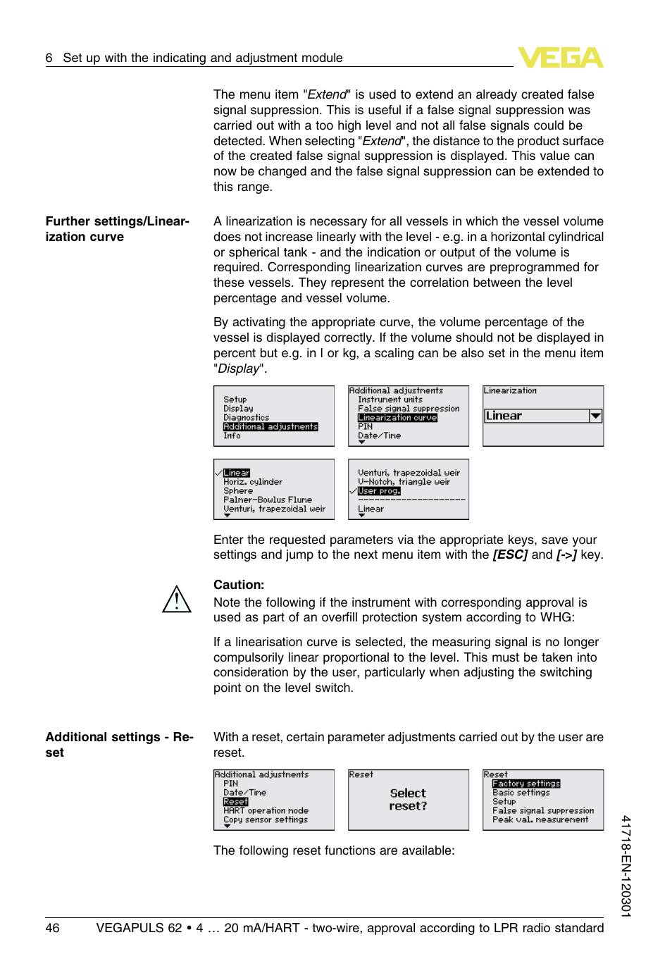 VEGA VEGAPULS 62 (≥ 2.0.0 - ≥ 4.0.0) 4 … 20 mA_HART - two-wire, approval according to LPR radio standard User Manual | Page 46 / 88