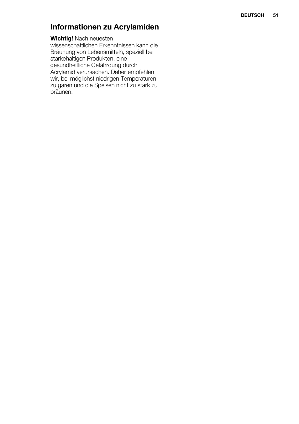 Informationen zu acrylamiden | Electrolux EHI 6740 FOK User Manual | Page 51 / 80