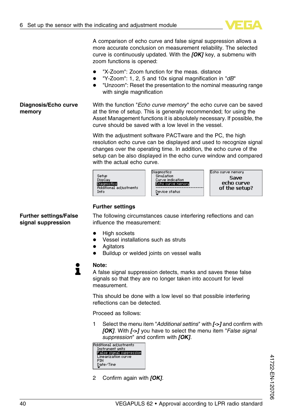 VEGA VEGAPULS 62 (≥ 2.0.0 - ≥ 4.0.0) Modbus and Levelmaster protocol Approval according to LPR radio standard User Manual | Page 40 / 96