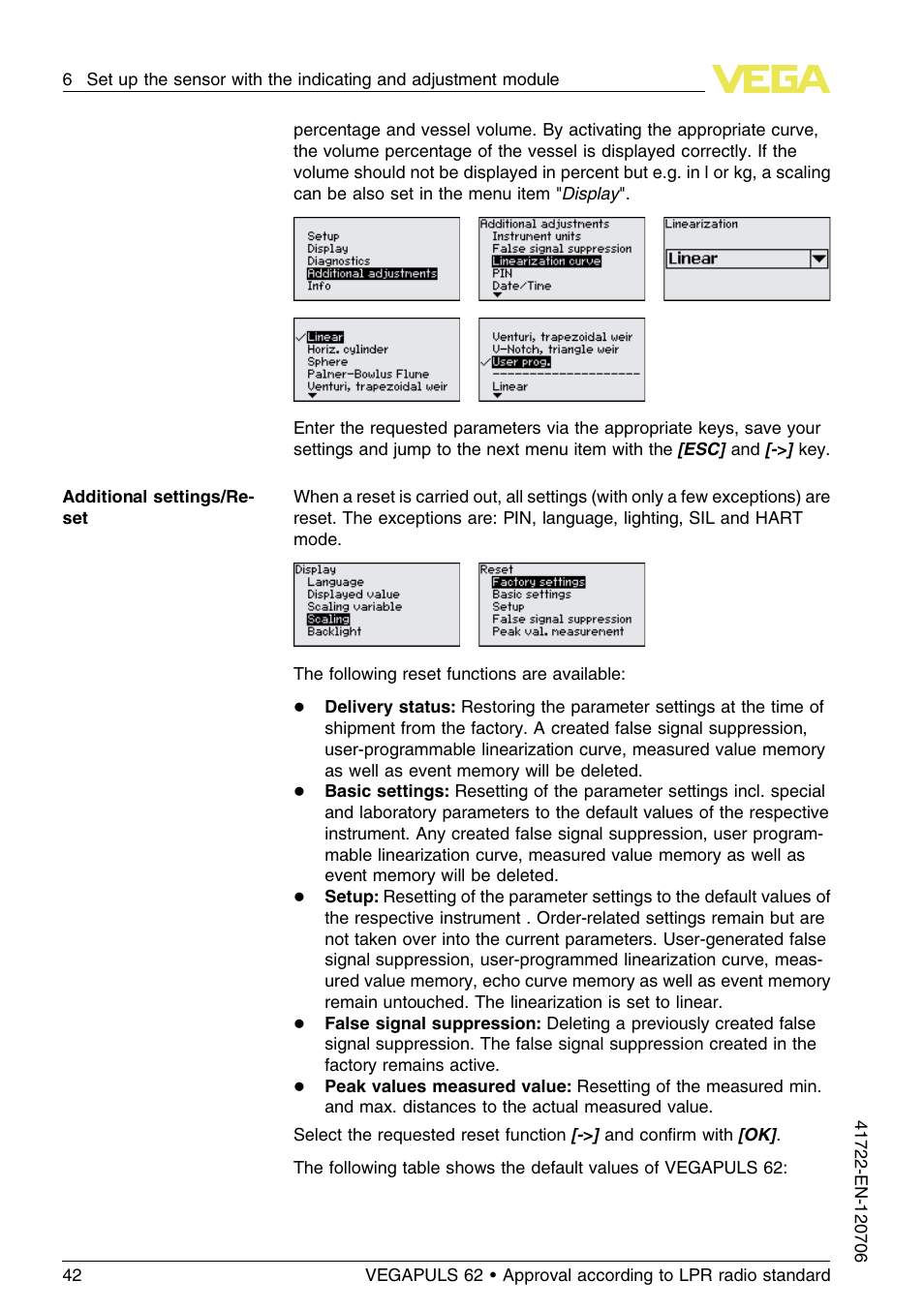 VEGA VEGAPULS 62 (≥ 2.0.0 - ≥ 4.0.0) Modbus and Levelmaster protocol Approval according to LPR radio standard User Manual | Page 42 / 96