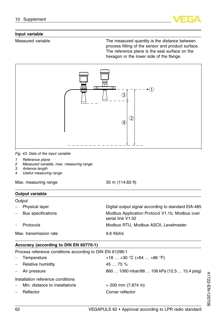 VEGA VEGAPULS 62 (≥ 2.0.0 - ≥ 4.0.0) Modbus and Levelmaster protocol Approval according to LPR radio standard User Manual | Page 62 / 96