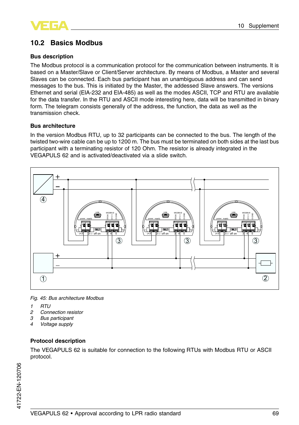 2 basics modbus, 10 .2 basics modbus | VEGA VEGAPULS 62 (≥ 2.0.0 - ≥ 4.0.0) Modbus and Levelmaster protocol Approval according to LPR radio standard User Manual | Page 69 / 96