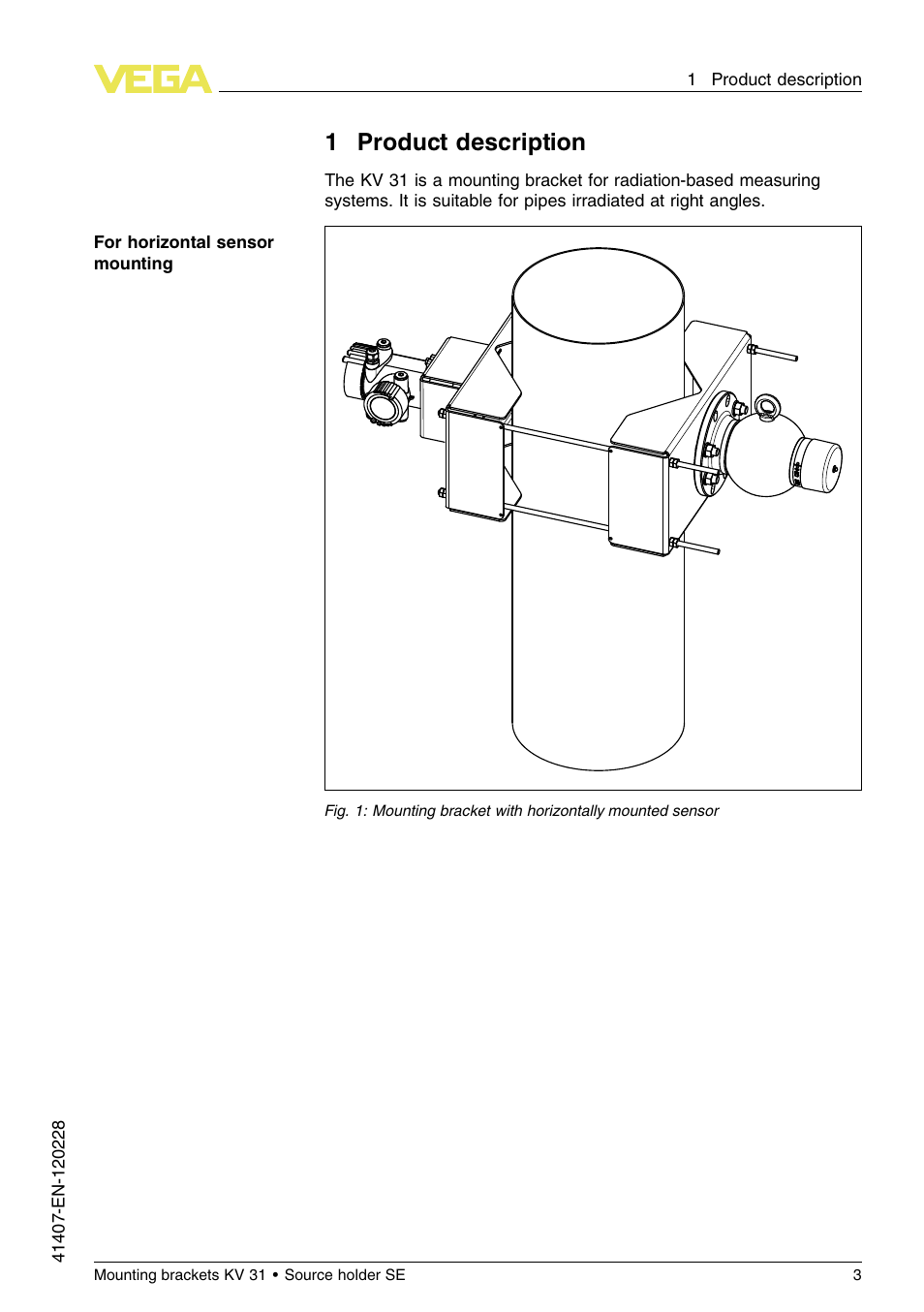 1 product description, 1product description | VEGA KV 31 Mounting brackets For tubes with ø 200…400 mm (Horizontal sensor mounting) User Manual | Page 3 / 12