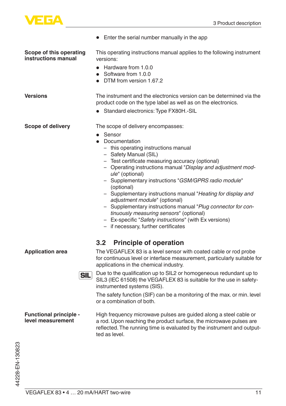 2 principle of operation | VEGA VEGAFLEX 83 4 … 20 mA_HART two-wire Rod and cable probe - PFA insulated With SIL qualification User Manual | Page 11 / 96