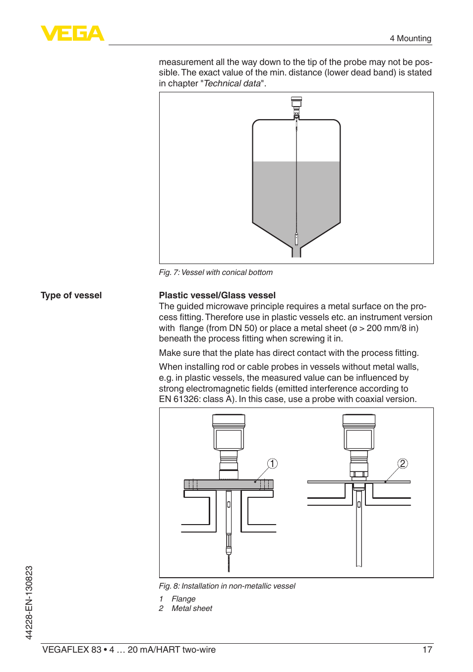 VEGA VEGAFLEX 83 4 … 20 mA_HART two-wire Rod and cable probe - PFA insulated With SIL qualification User Manual | Page 17 / 96