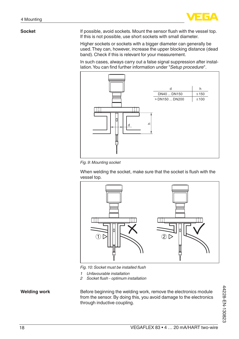 VEGA VEGAFLEX 83 4 … 20 mA_HART two-wire Rod and cable probe - PFA insulated With SIL qualification User Manual | Page 18 / 96