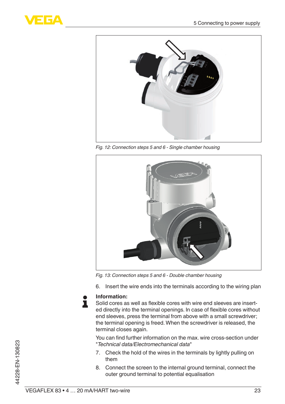 VEGA VEGAFLEX 83 4 … 20 mA_HART two-wire Rod and cable probe - PFA insulated With SIL qualification User Manual | Page 23 / 96