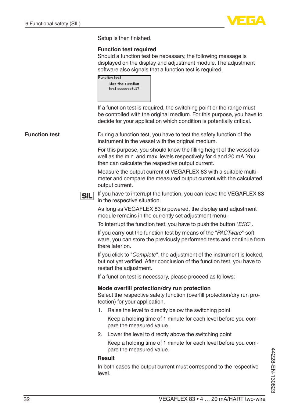 VEGA VEGAFLEX 83 4 … 20 mA_HART two-wire Rod and cable probe - PFA insulated With SIL qualification User Manual | Page 32 / 96