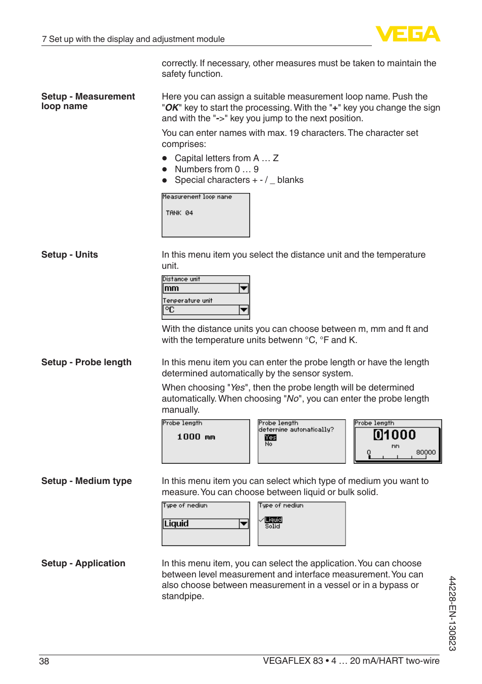 VEGA VEGAFLEX 83 4 … 20 mA_HART two-wire Rod and cable probe - PFA insulated With SIL qualification User Manual | Page 38 / 96