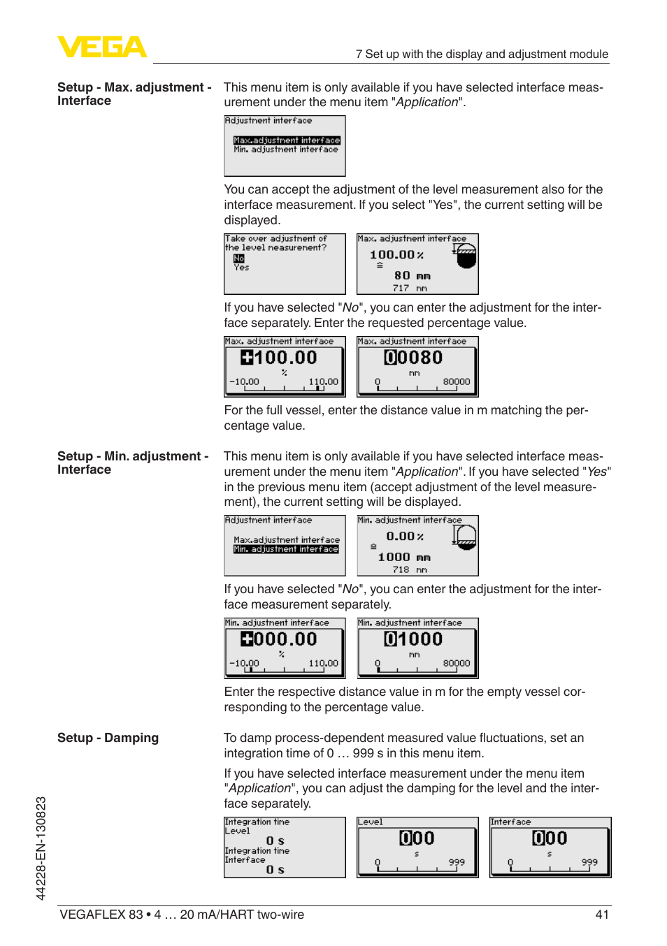 VEGA VEGAFLEX 83 4 … 20 mA_HART two-wire Rod and cable probe - PFA insulated With SIL qualification User Manual | Page 41 / 96