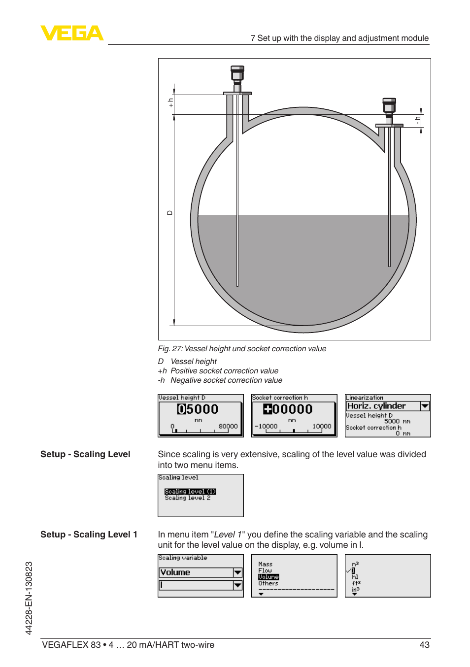 VEGA VEGAFLEX 83 4 … 20 mA_HART two-wire Rod and cable probe - PFA insulated With SIL qualification User Manual | Page 43 / 96