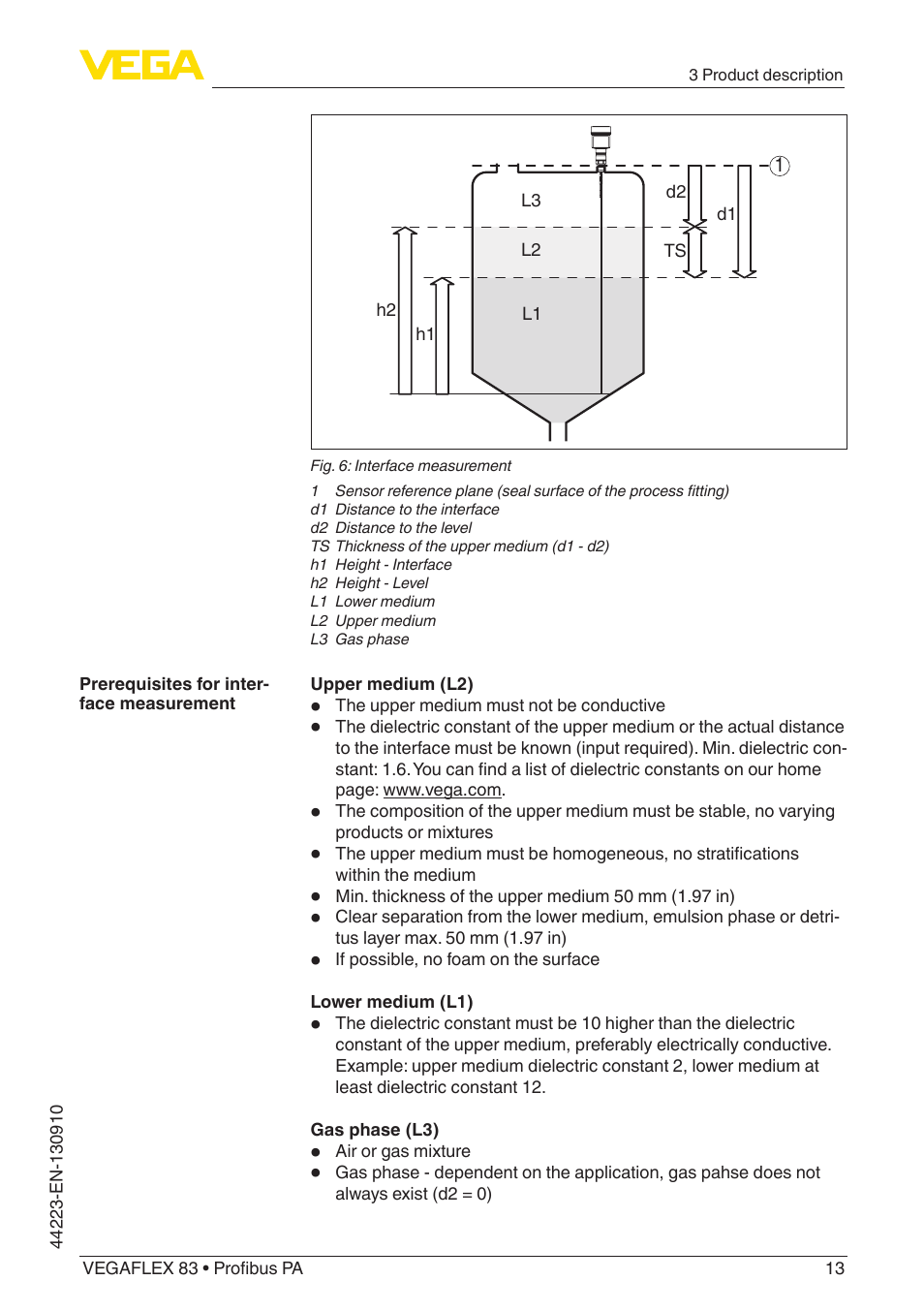 VEGA VEGAFLEX 83 Profibus PA Polished version User Manual | Page 13 / 96