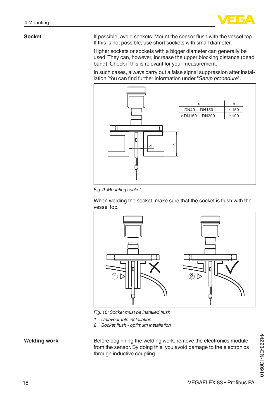 VEGA VEGAFLEX 83 Profibus PA Polished version User Manual | Page 18 / 96