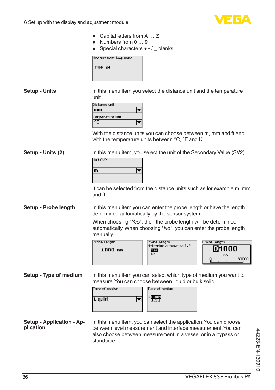 VEGA VEGAFLEX 83 Profibus PA Polished version User Manual | Page 36 / 96