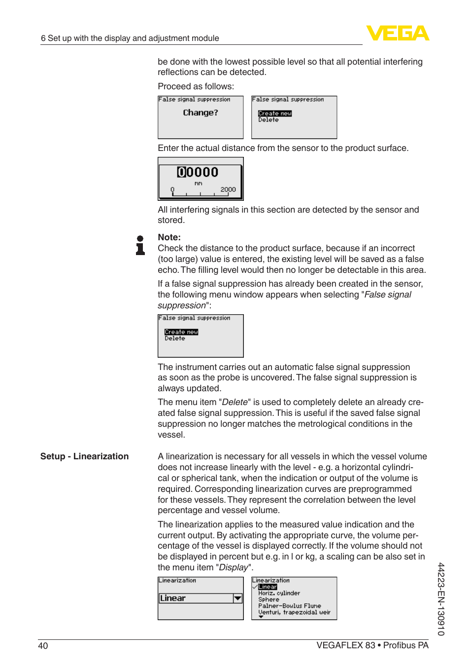 VEGA VEGAFLEX 83 Profibus PA Polished version User Manual | Page 40 / 96