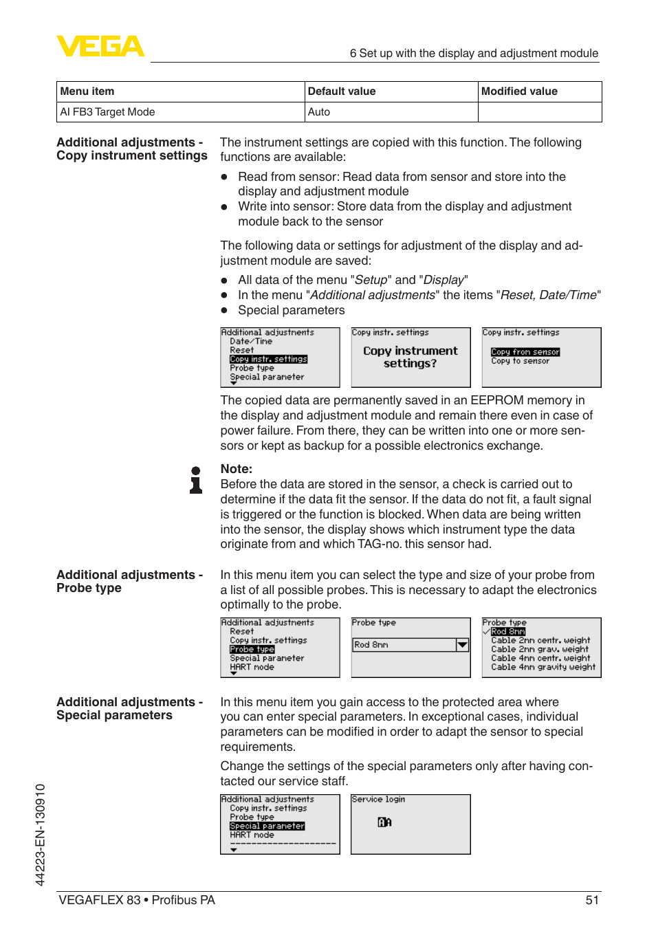 VEGA VEGAFLEX 83 Profibus PA Polished version User Manual | Page 51 / 96