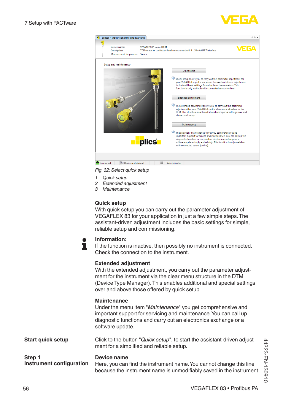 VEGA VEGAFLEX 83 Profibus PA Polished version User Manual | Page 56 / 96