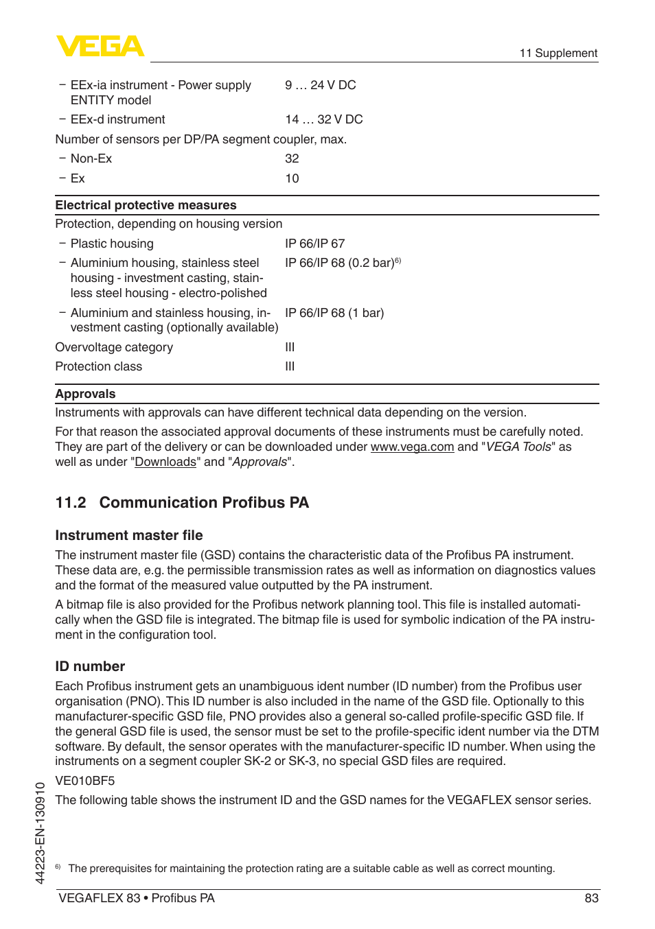 2 communication profibus pa | VEGA VEGAFLEX 83 Profibus PA Polished version User Manual | Page 83 / 96