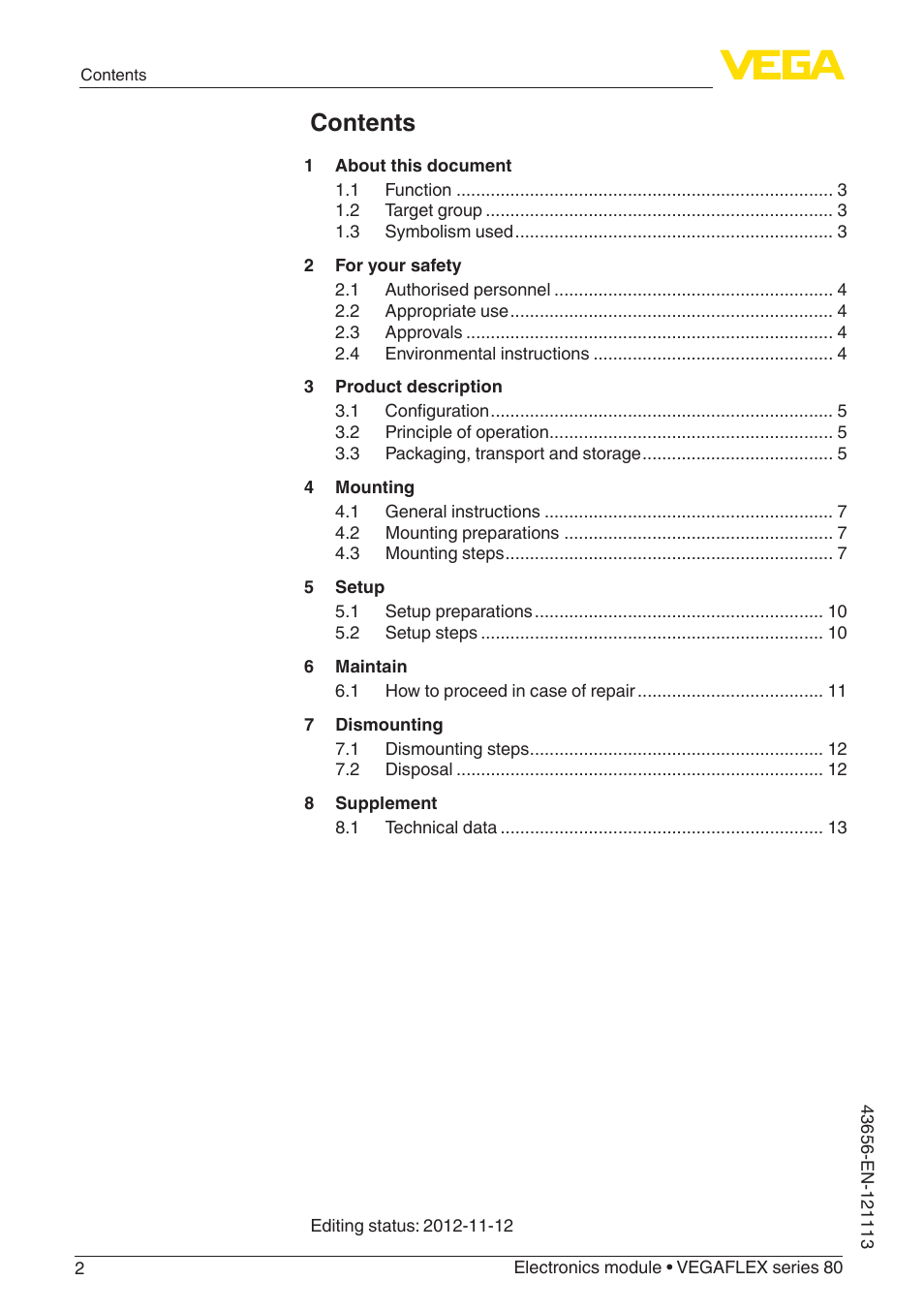 VEGA VEGAFLEX series 80 Electronics module User Manual | Page 2 / 16