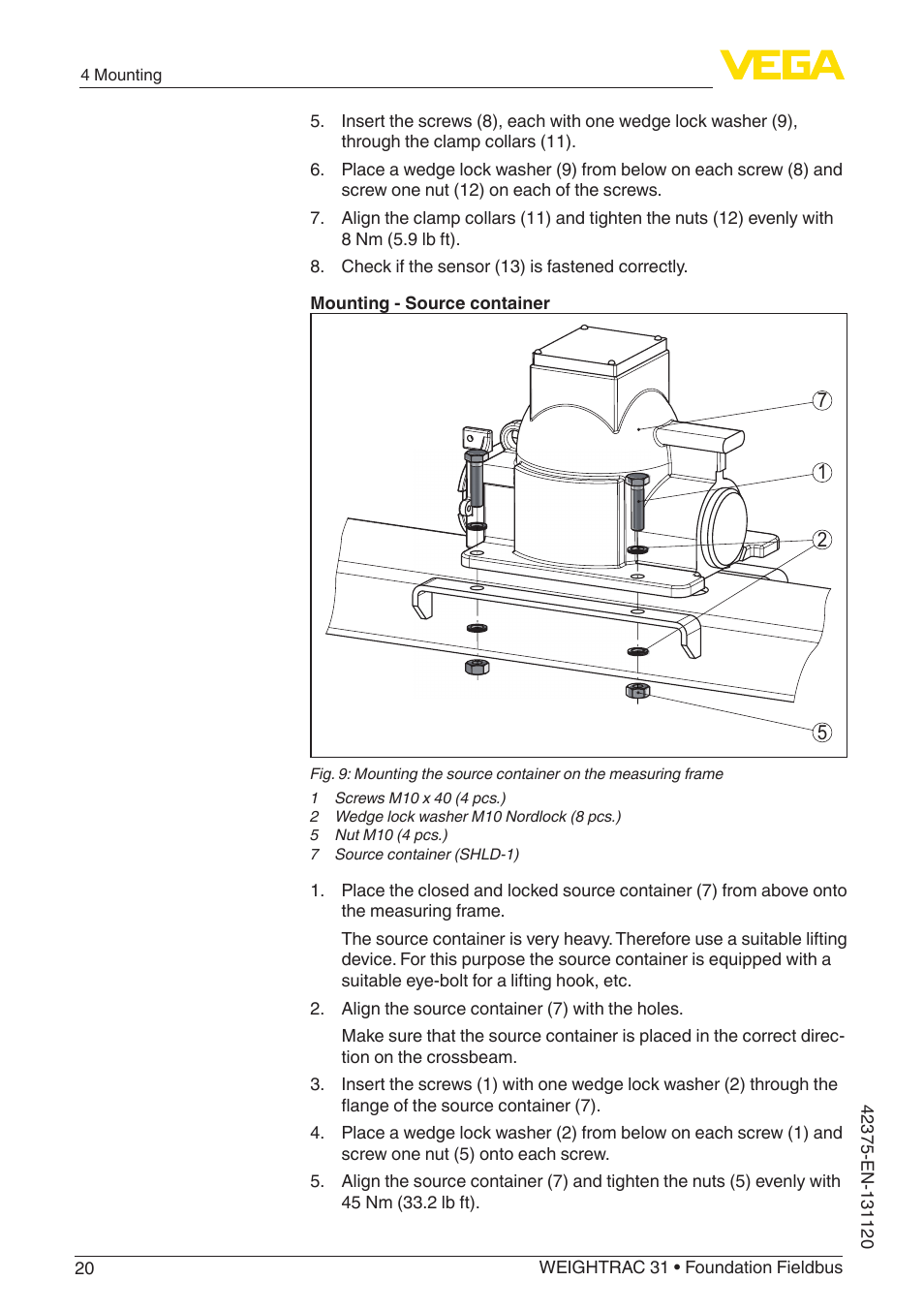 VEGA WEIGHTRAC 31 Foundation Fieldbus User Manual | Page 20 / 84