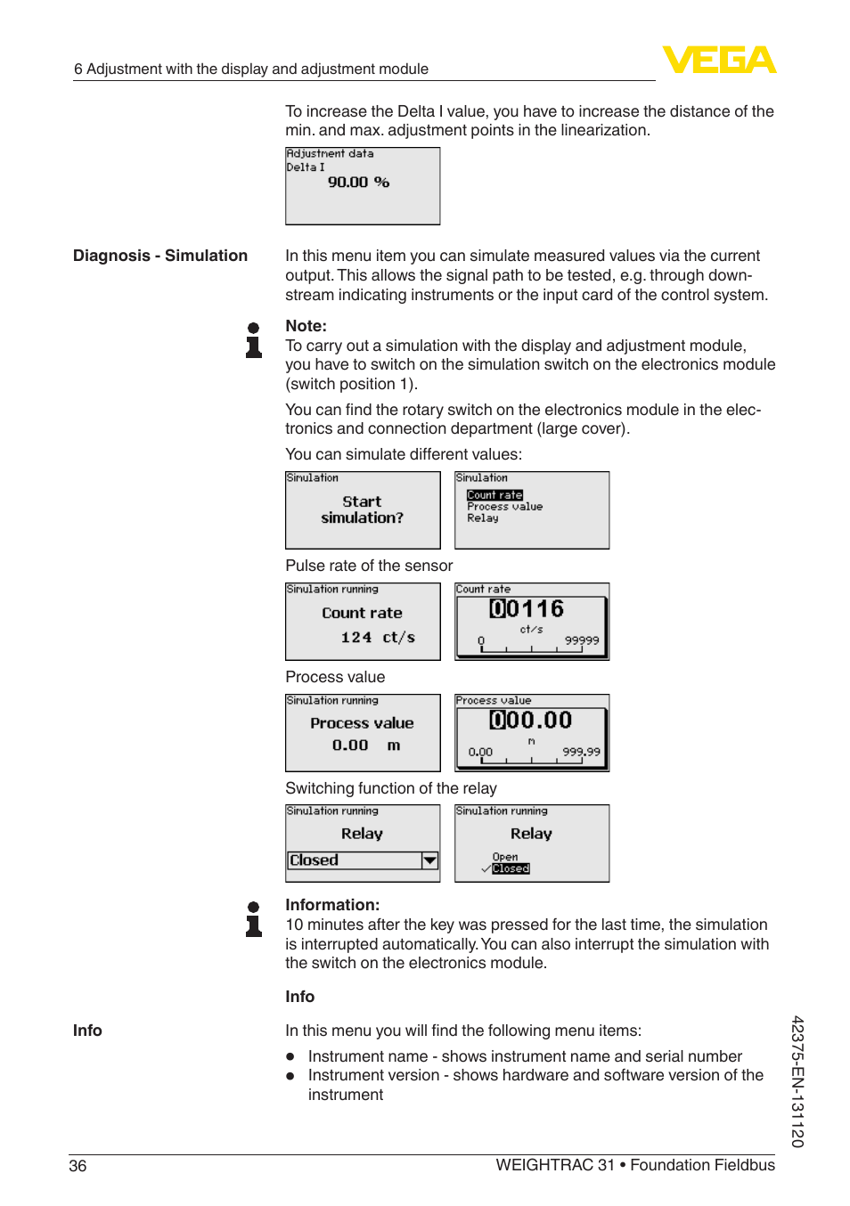 VEGA WEIGHTRAC 31 Foundation Fieldbus User Manual | Page 36 / 84