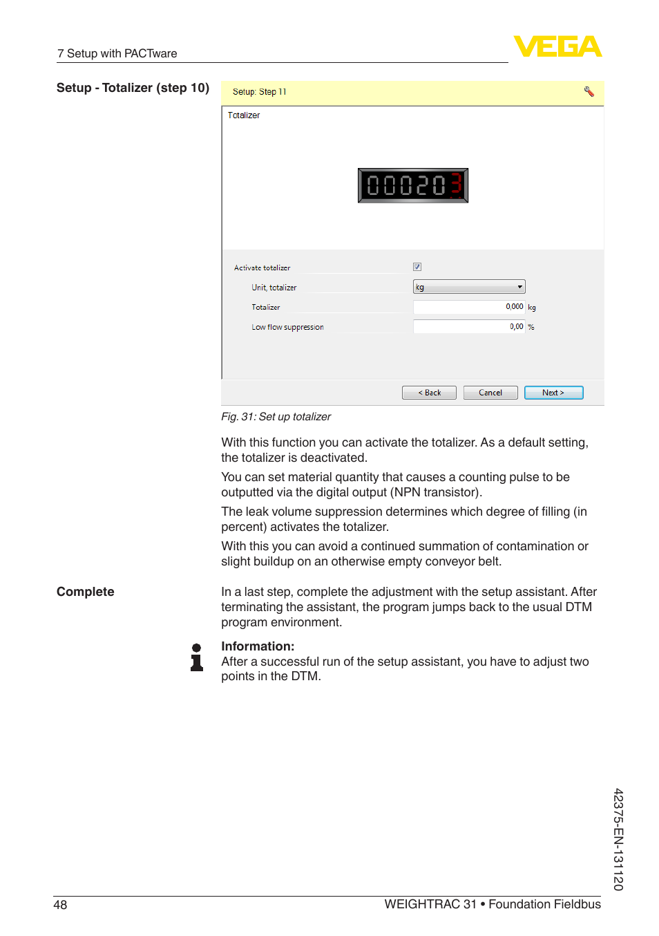 VEGA WEIGHTRAC 31 Foundation Fieldbus User Manual | Page 48 / 84