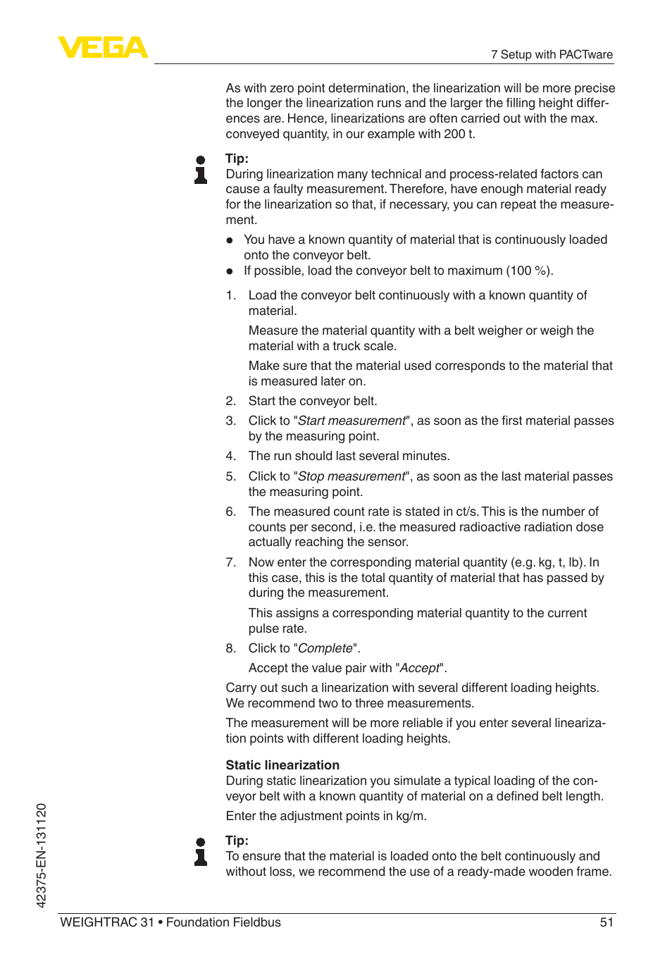 VEGA WEIGHTRAC 31 Foundation Fieldbus User Manual | Page 51 / 84