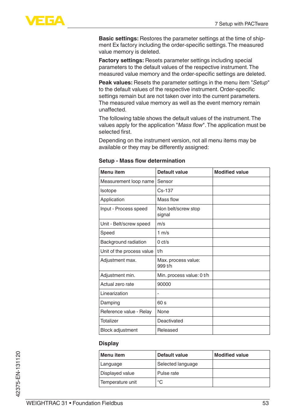 VEGA WEIGHTRAC 31 Foundation Fieldbus User Manual | Page 53 / 84