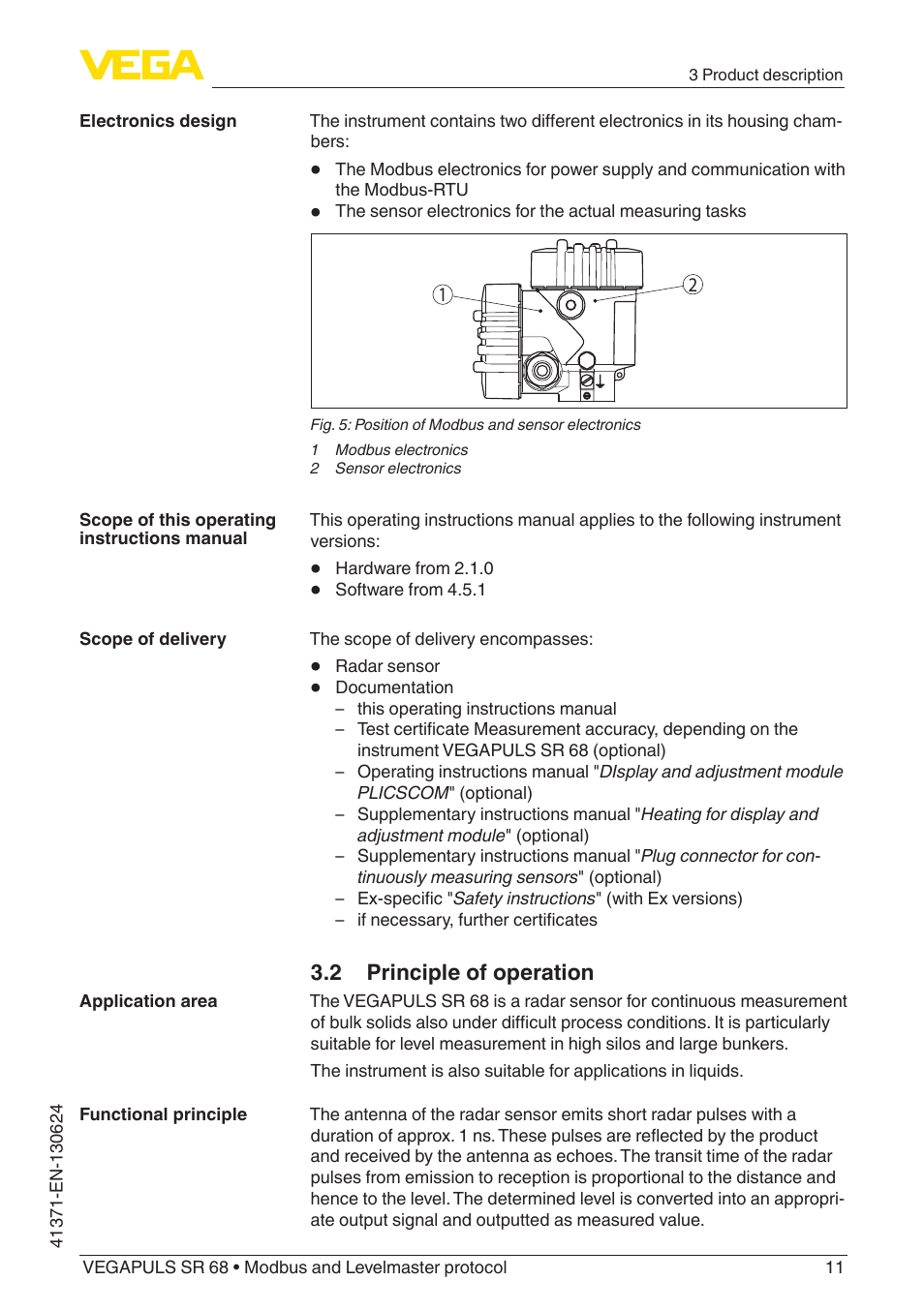 2 principle of operation | VEGA VEGAPULS SR 68 Modbus and Levelmaster protocol User Manual | Page 11 / 92