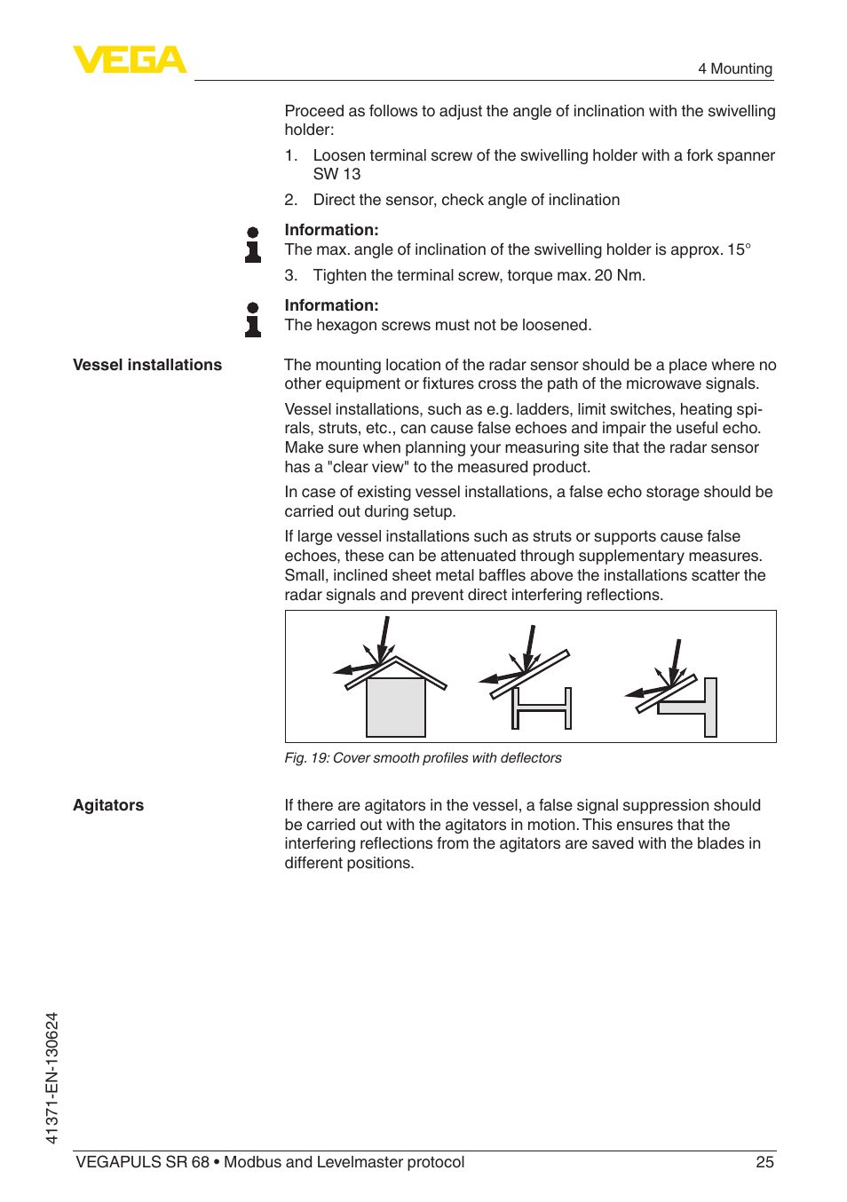 VEGA VEGAPULS SR 68 Modbus and Levelmaster protocol User Manual | Page 25 / 92