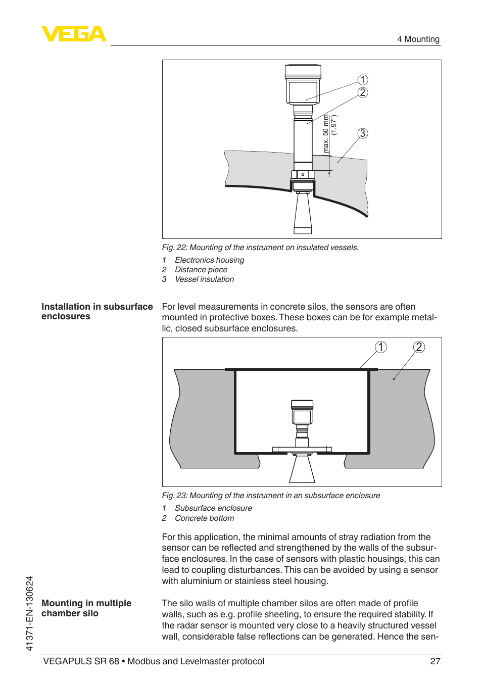 VEGA VEGAPULS SR 68 Modbus and Levelmaster protocol User Manual | Page 27 / 92