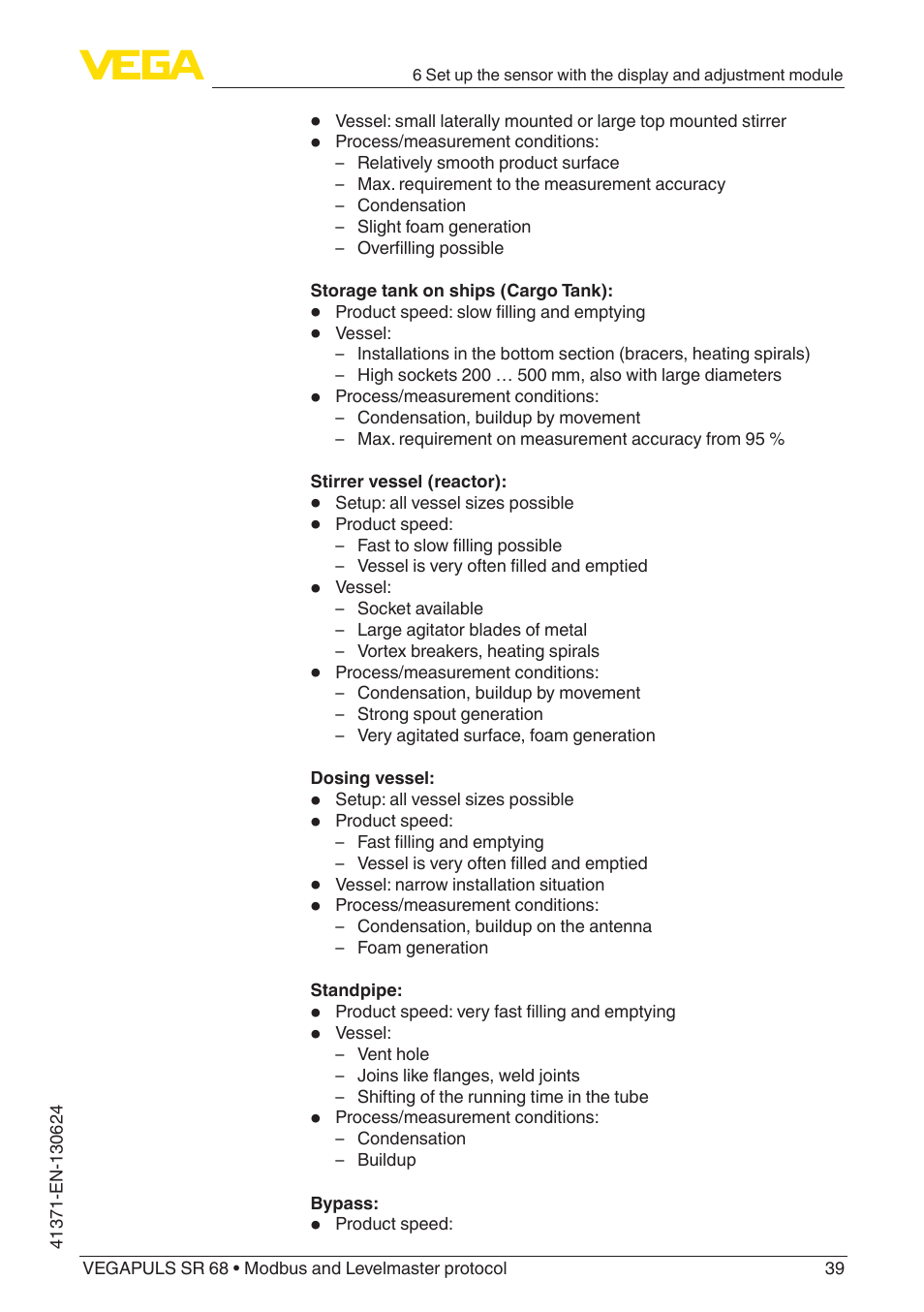 VEGA VEGAPULS SR 68 Modbus and Levelmaster protocol User Manual | Page 39 / 92