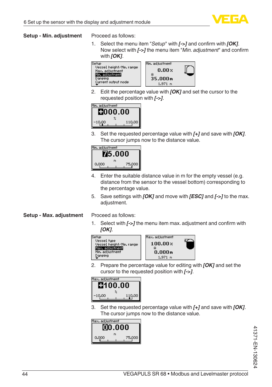 VEGA VEGAPULS SR 68 Modbus and Levelmaster protocol User Manual | Page 44 / 92