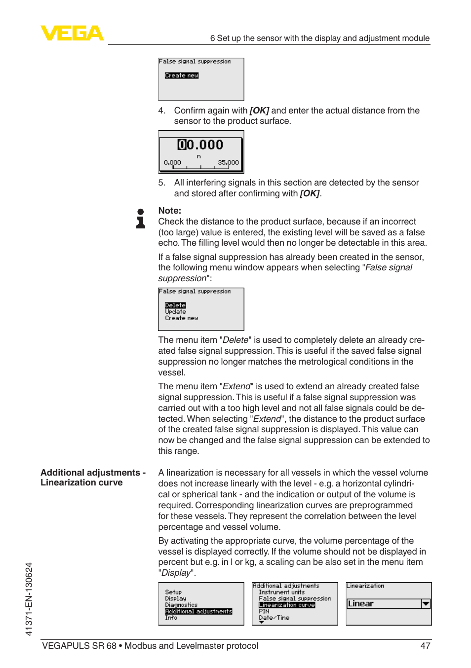 VEGA VEGAPULS SR 68 Modbus and Levelmaster protocol User Manual | Page 47 / 92