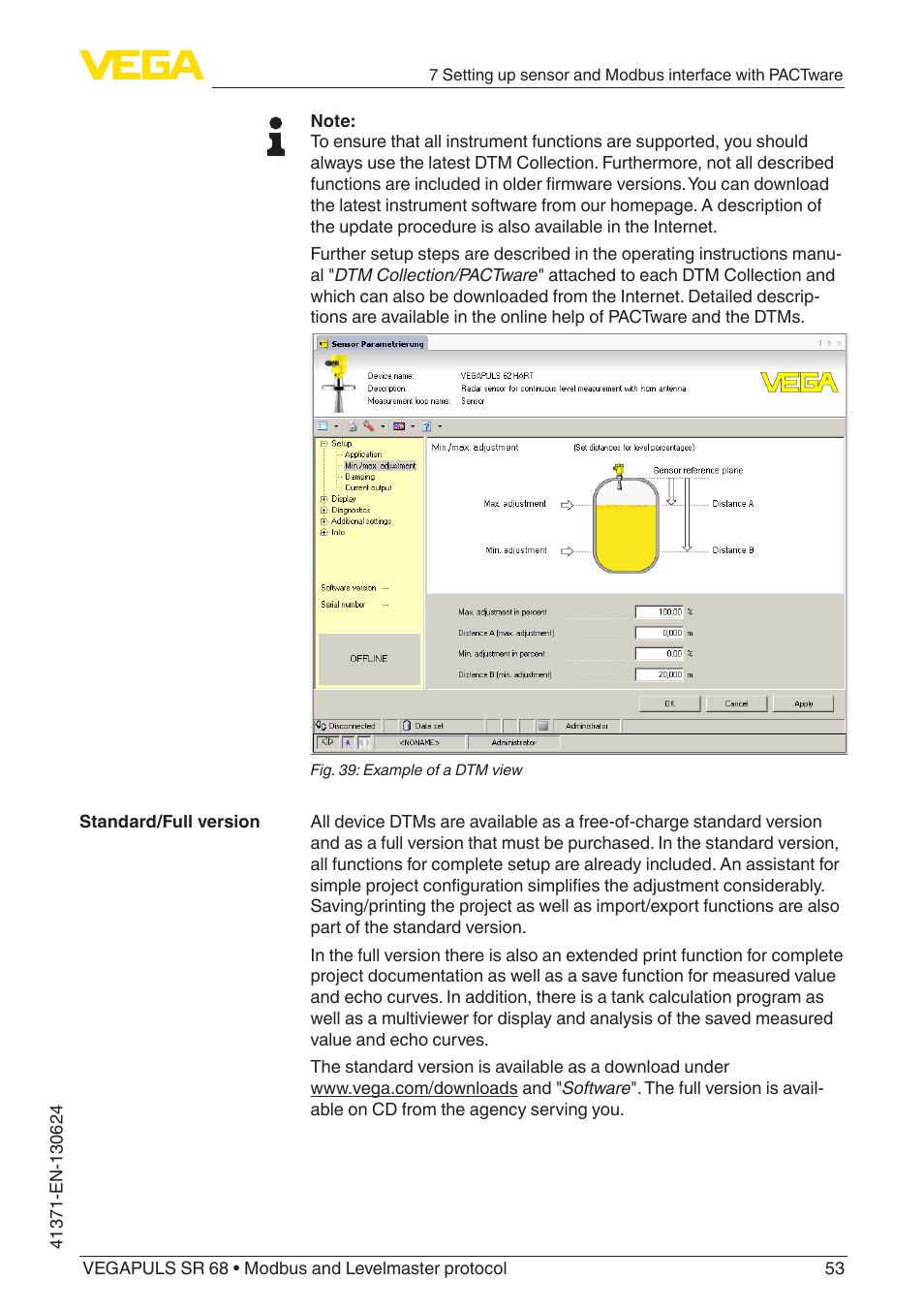 VEGA VEGAPULS SR 68 Modbus and Levelmaster protocol User Manual | Page 53 / 92