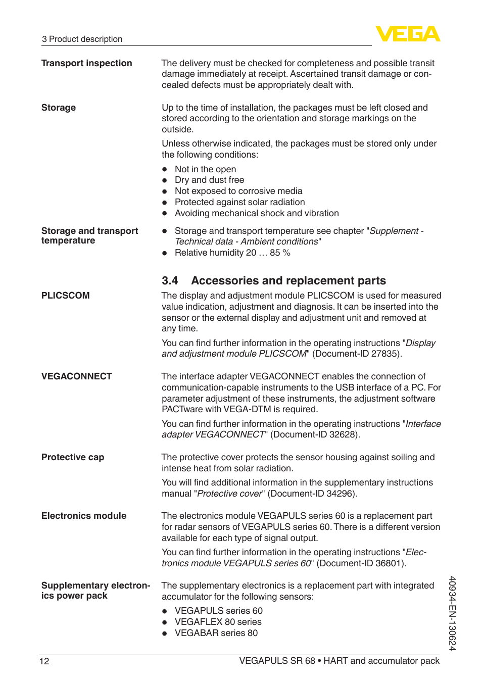 4 accessories and replacement parts | VEGA VEGAPULS SR 68 HART and accumulator pack User Manual | Page 12 / 76