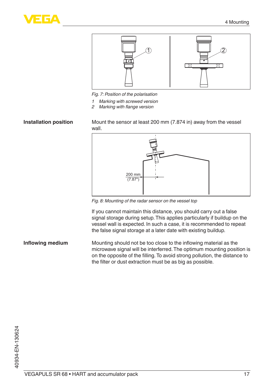 VEGA VEGAPULS SR 68 HART and accumulator pack User Manual | Page 17 / 76